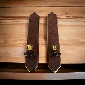 Home Interior Cherry Wood/Brass Sconce